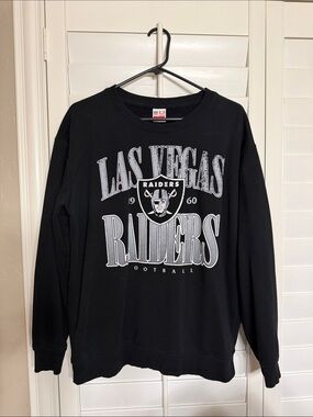 NFL Las Vegas Raiders Black Crew Sweatshirt with White Logo
